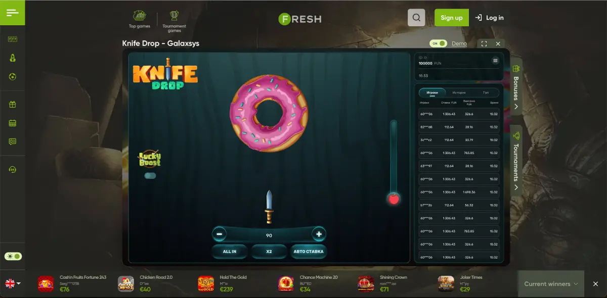 Modalità demo slot Knife Drop su Fresh casino